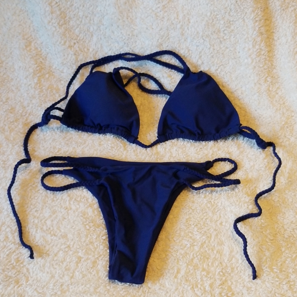 Navy Blue Thong Bikini